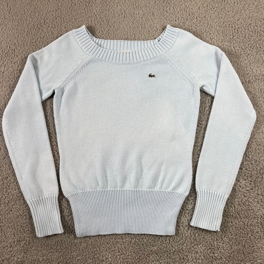 Lacoste Light‎ Blue Cotton Croc Logo Long Sleeve Sweater Women US Size M (EU/6)